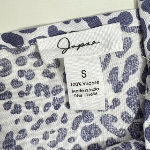 Japna Jumpsuit‎ Womens S Blue Leopard Wide Leg Tent Spaghetti Strap V Neck NEW - Picture 4 of 8